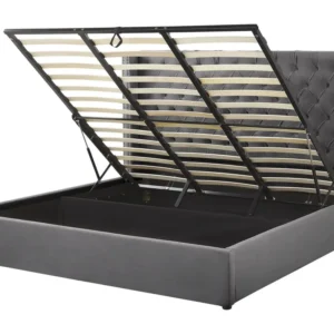 Velvet EU Super King Size Ottoman Bed Grey LUBBON