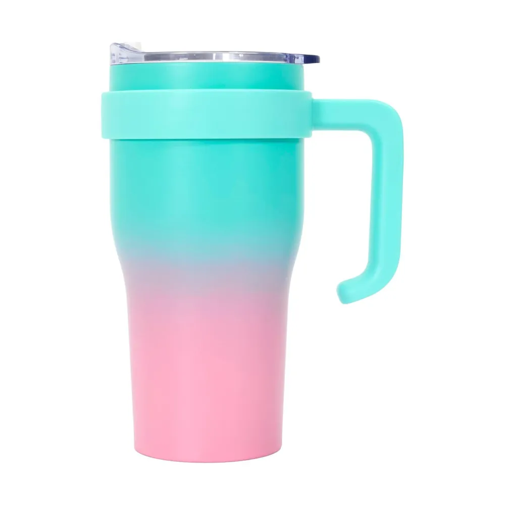 Caneca Térmica 600ml ço Inoxidável Azul e Rosa