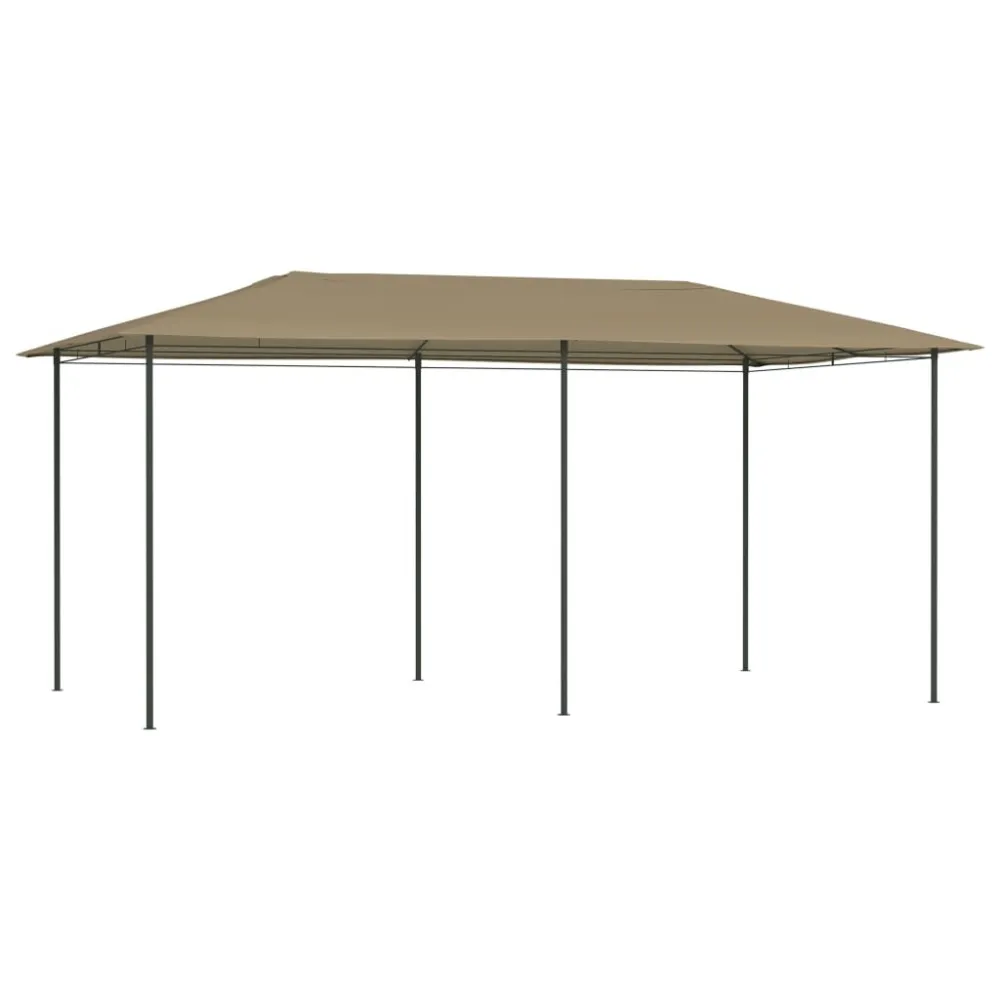 Gazebo 2,98x5,3x2,59 m 160 g/m² cinzento-acastanhado Lona Impermeável 100%