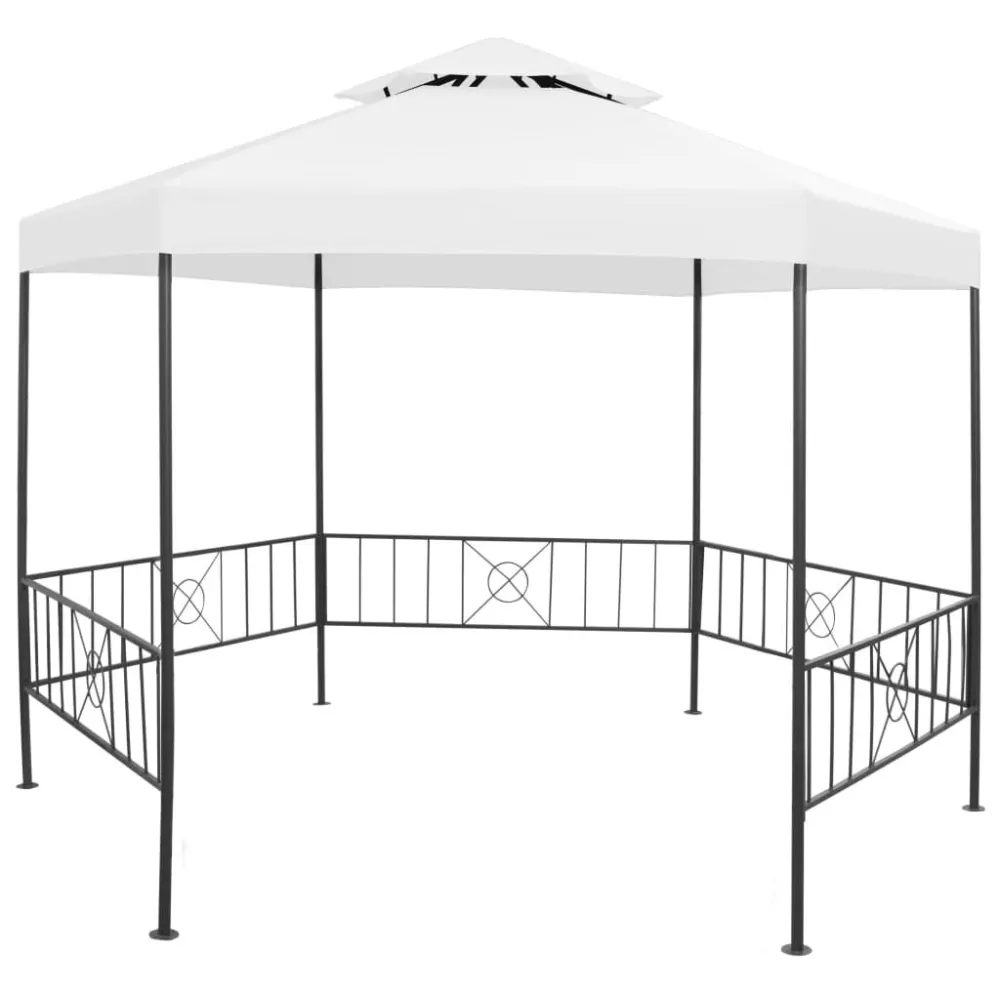 Gazebo de jardim 323x275x265 cm 180 g/m² branco com Kit de Ancoragem