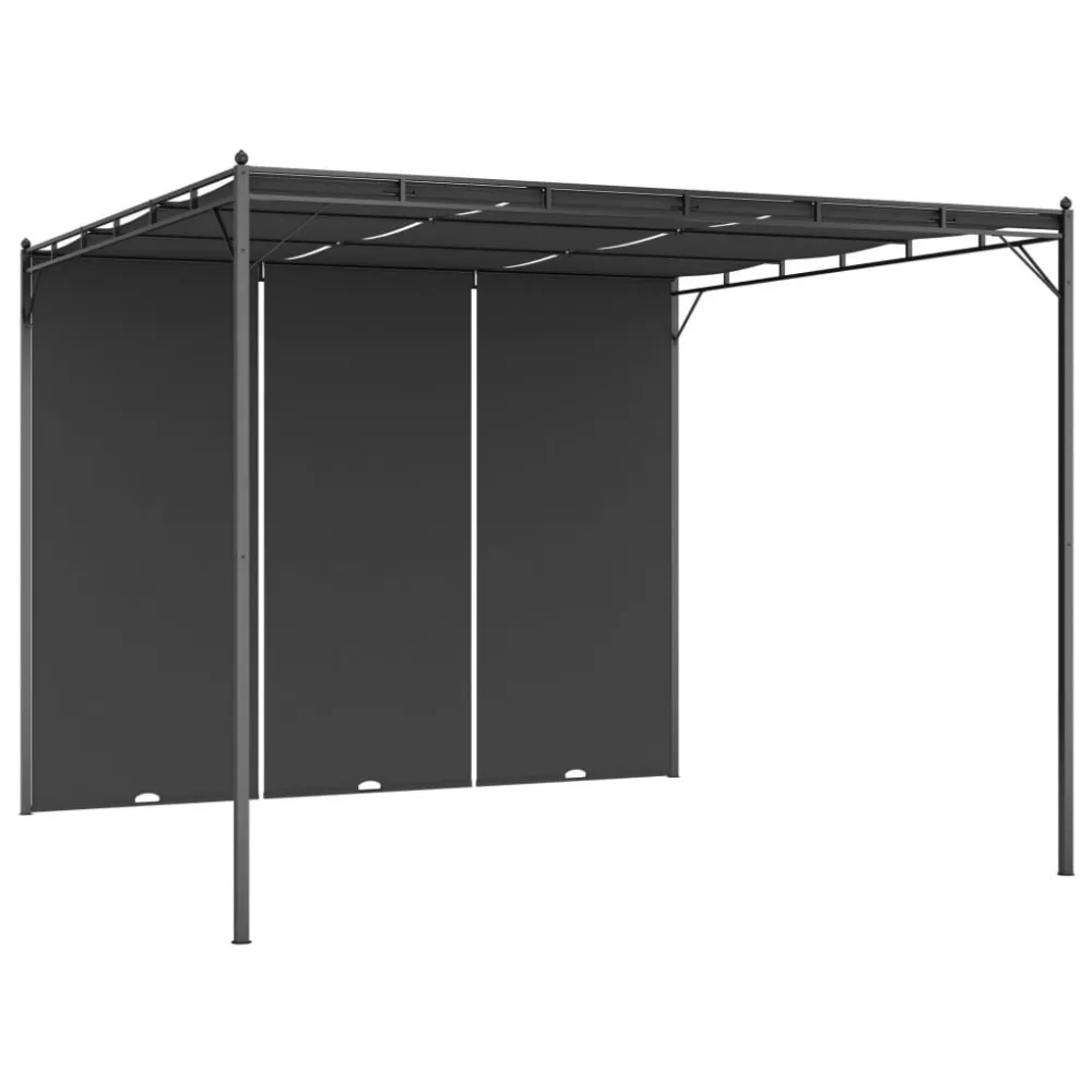 Gazebo de jardim com cortina lateral 3x3x2,25m antracite | Montagem Rápida