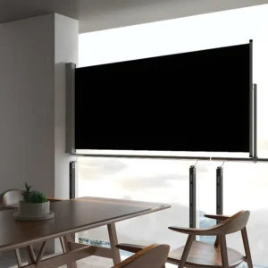 Premium Resistente ao Clima Toldo lateral retrátil para pátio 60x300 cm preto