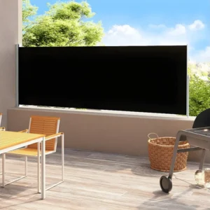 Toldo lateral retrátil para pátio 200x500 cm preto em Tecido Acrílico