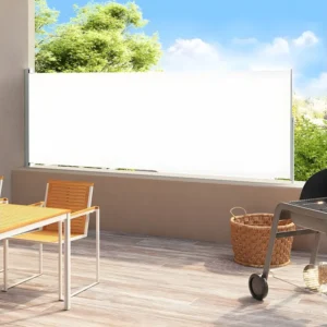 Toldo lateral retrátil para pátio 200x500 cm cor creme com Kit de Ancoragem