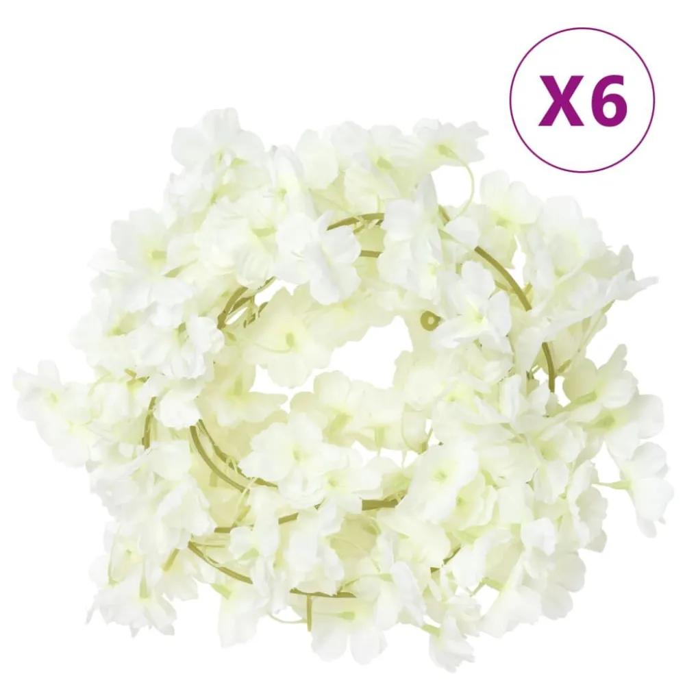 Grinaldas de flores de Natal 6 pcs 180 cm branco para Varanda ou Jardim