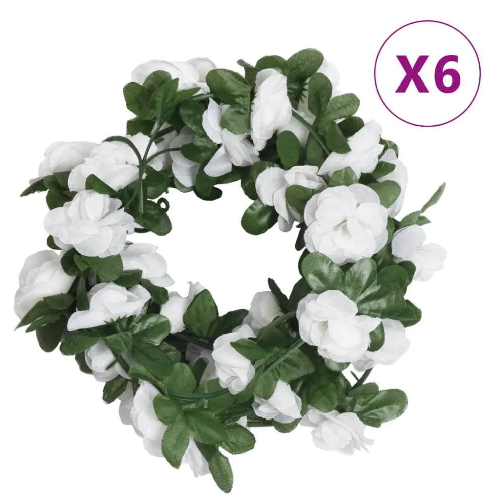 Grinaldas de flores de Natal 6 pcs 250 cm branco Artesanato Tradicional