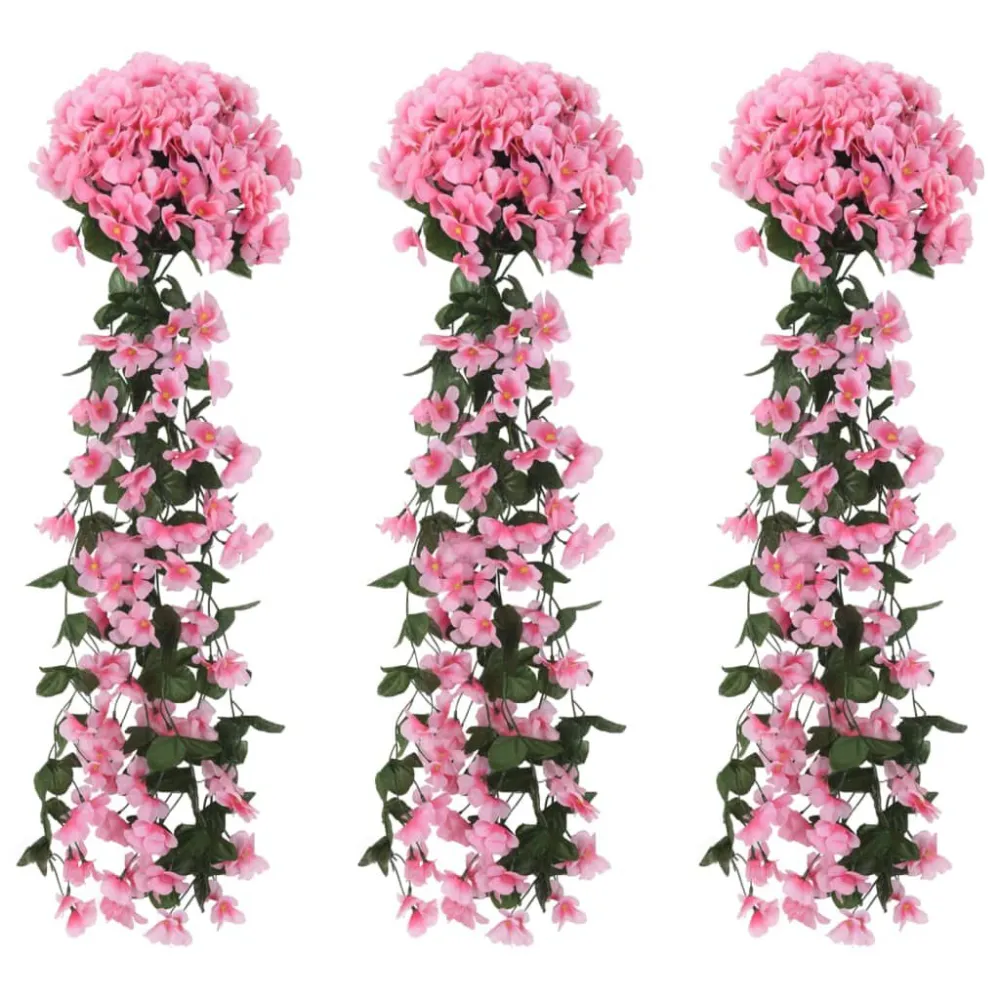 Guirlanda de Pinheiro Natural Grinaldas de flores de Natal 3 pcs 85 cm rosa
