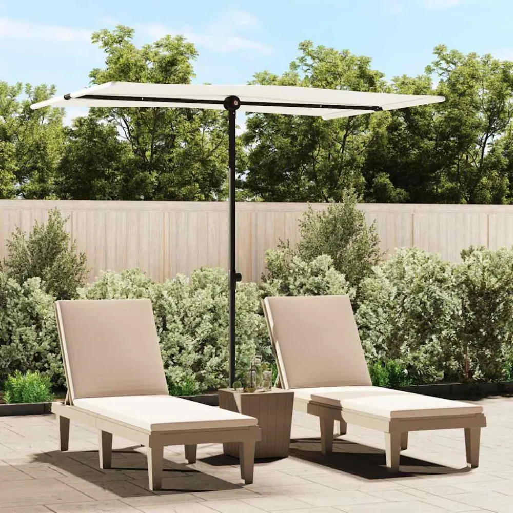 Alta Durabilidade com Proteção UV Guarda-sol de jardim com poste de alumínio 2x1,5 m branco areia