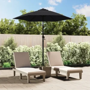 Guarda-sol 200x224 cm alumínio preto para Mesas Redondas