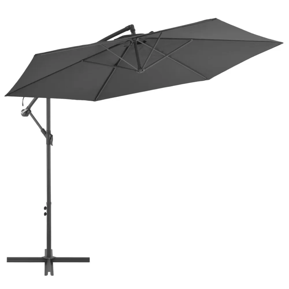 Guarda-sol cantilever com poste de alumínio 300 cm antracite em Fibra de Vidro e Alumínio