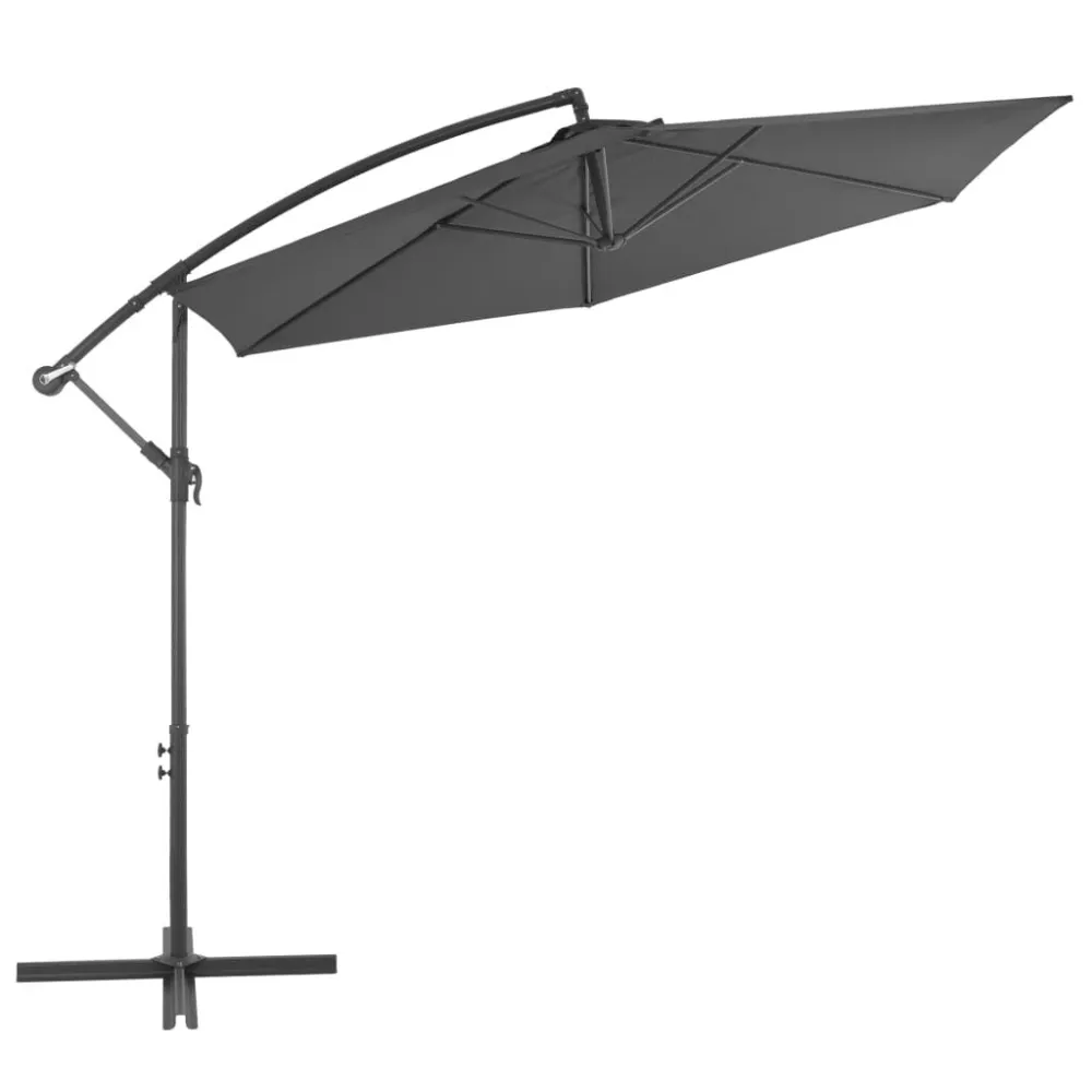 Guarda-sol cantilever com poste de alumínio 300 cm antracite em Fibra de Vidro e Alumínio