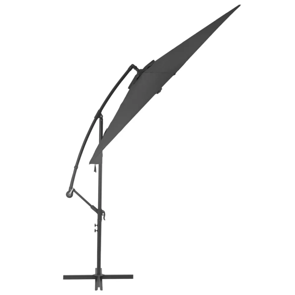 Guarda-sol cantilever com poste de alumínio 300 cm antracite em Fibra de Vidro e Alumínio
