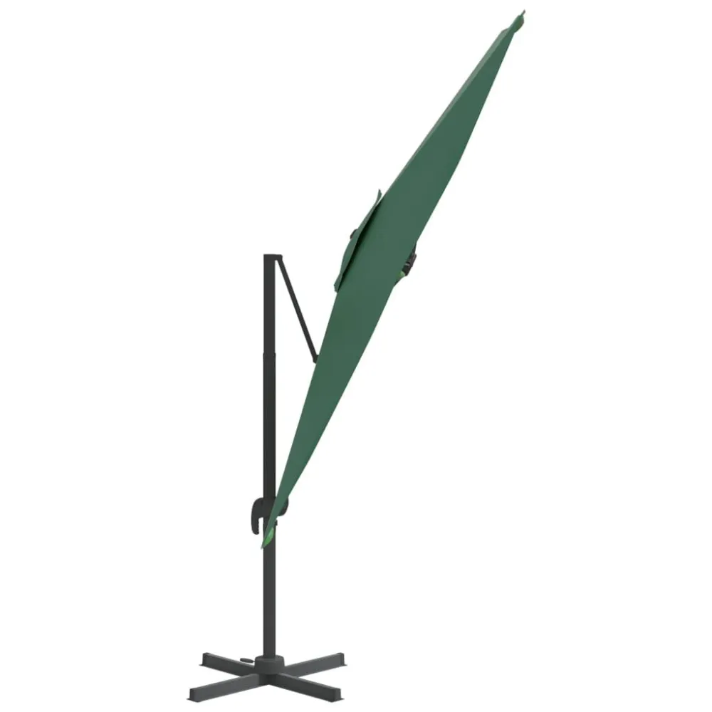 Guarda-sol cantilever com poste alumínio 300x300 cm verde em Lona Impermeável
