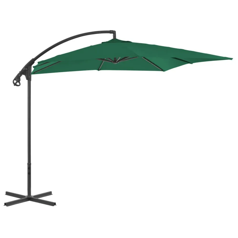 Guarda-sol de Centro Guarda-sol cantilever com poste de ço 250x250 cm verde