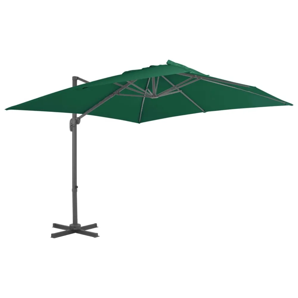 Guarda-sol com Inclinação Guarda-sol cantilever com poste alumínio 300x300 cm verde
