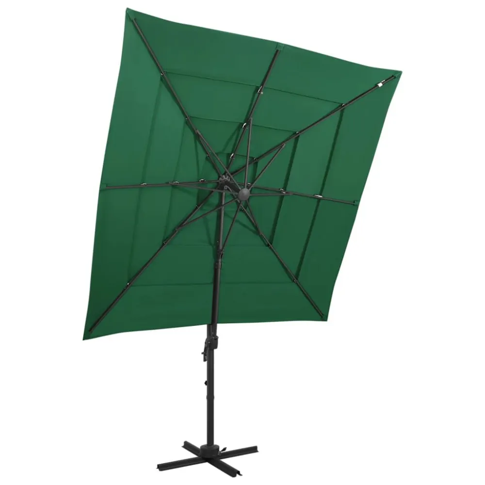 Guarda-sol de jardim com poste de alumínio 250x250 cm verde com Base Inclusa