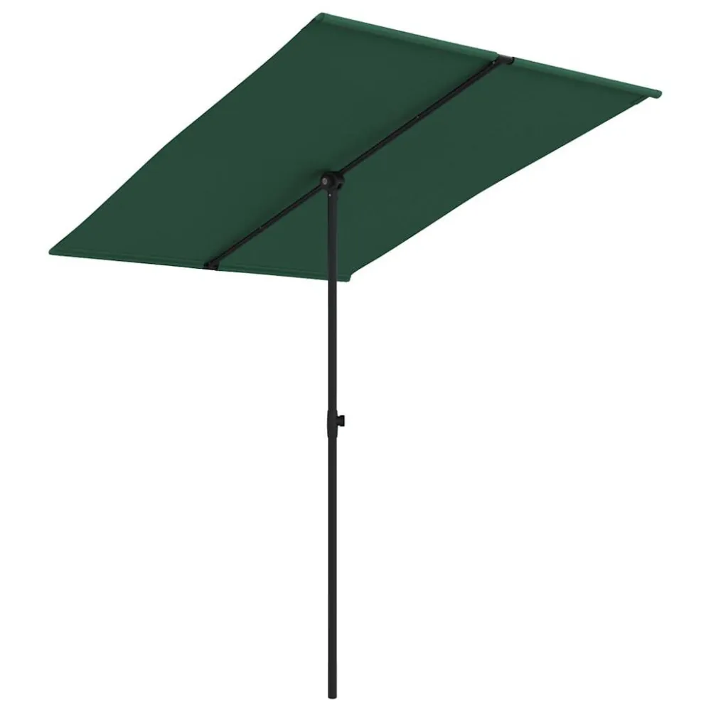 Guarda-sol de jardim com poste de alumínio 2x1,5 m verde com Inclinação Ajustável