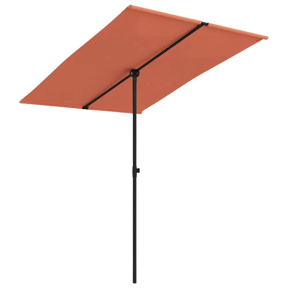 Guarda-sol de jardim com poste de alumínio 2x1,5 m terracota em Lona Impermeável