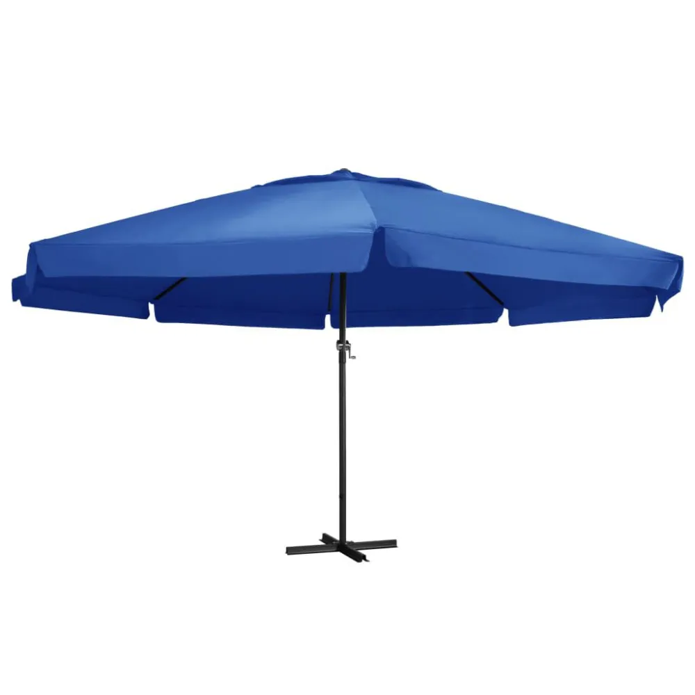 Guarda-sol de jardim com poste alumínio 500 cm azul-ciano com Inclinação Ajustável