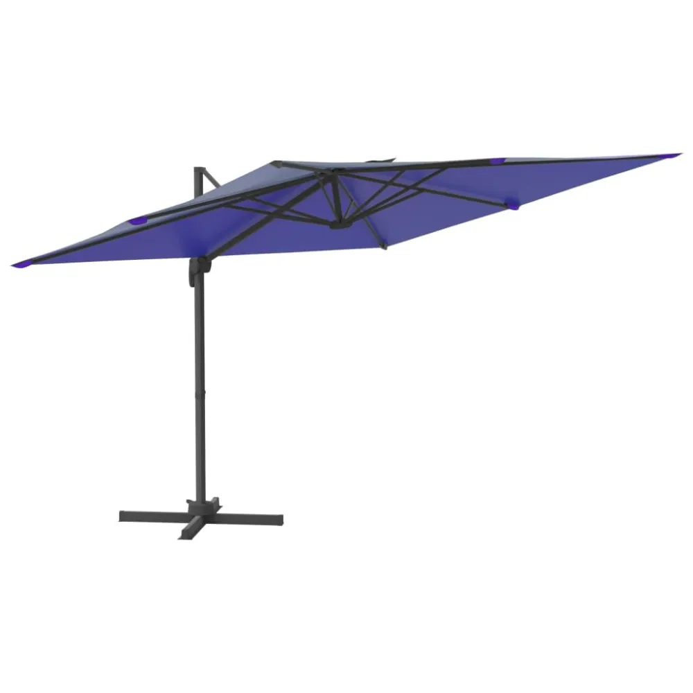 Sombreiro de Exterior Guarda-sol cantilever com poste de alumínio 400x300cm azul-ciano
