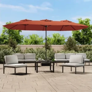 Guarda-sol com cabeç dupla 449x245 cm terracota Clicnbuy