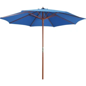 Guarda-sol com mastro de madeira 300x258 cm azul Clicnbuy