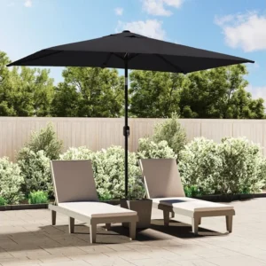 Guarda-sol exterior com poste metal 300x200cm preto Clicnbuy