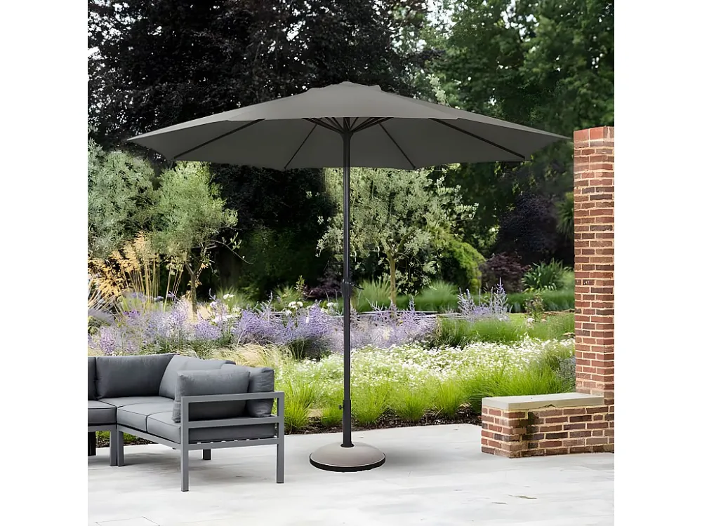 Estosa - Guarda-chuva Kela com haste central e diâmetro 270 cm Cinza PRIVATE GARDEN