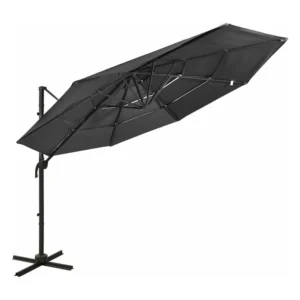 Guarda-sol de 4 camadas com poste de alumínio 3x3 m antracite Clicnbuy