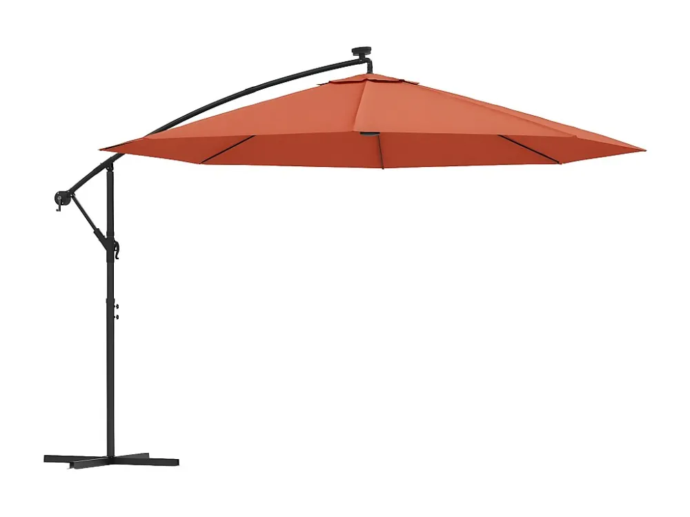 Guarda-sol cantilever com luzes LED 350 cm terracota Clicnbuy