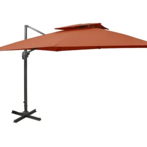 Guarda-sol cantilever com toldo duplo 300x300 cm terracota Clicnbuy