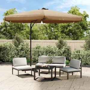 Guarda-sol exterior com poste de ço 300 cm cinzento-acastanhado Clicnbuy