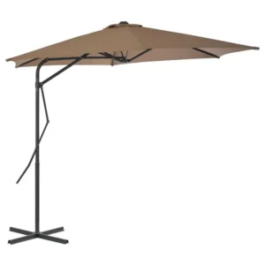 Guarda-sol exterior com poste de ço 300 cm cinzento-acastanhado Clicnbuy