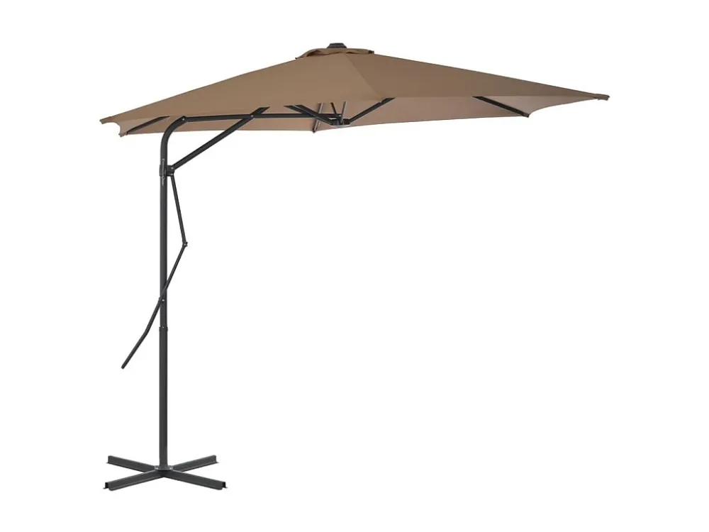 Guarda-sol exterior com poste de ço 300 cm cinzento-acastanhado Clicnbuy