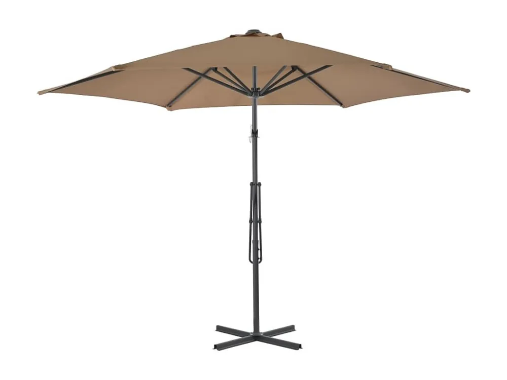 Guarda-sol exterior com poste de ço 300 cm cinzento-acastanhado Clicnbuy