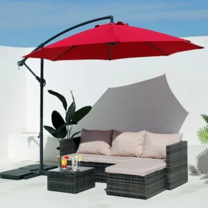 Guarda-chuva do Jardim Vermelho 3x3 Abertura da Manivela do Pólo de ço Decente Mobili Rebecca