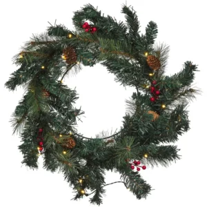 Pre-Lit Christmas Wreath ⌀ 60 cm Jade TENALA