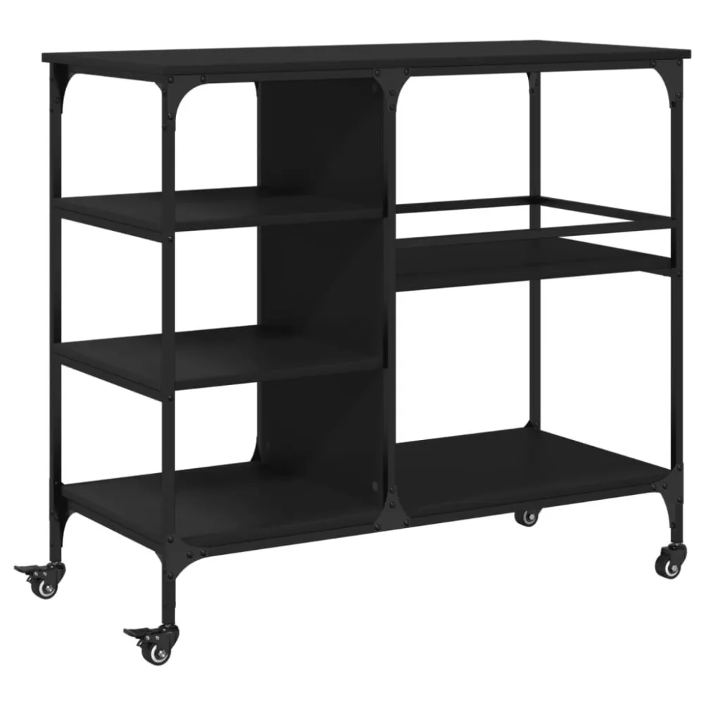 Carrinho de cozinha 100x45x89,5 cm derivados de madeira preto