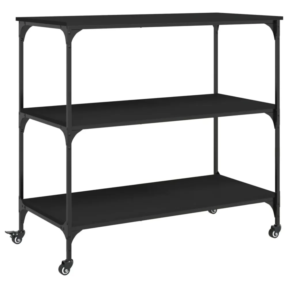 Carrinho de cozinha 102x50x95 cm derivados de madeira preto