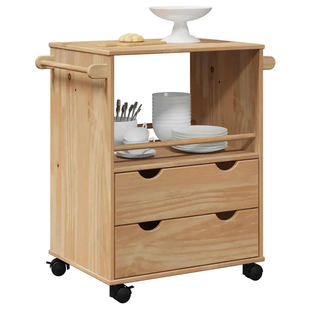 Carrinho de cozinha OTTA 59x45x80 cm madeira de pinho maciç