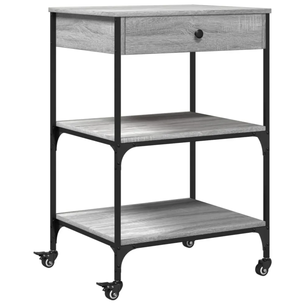 Design Ergonômico Carrinho de cozinha 60x48x89,5cm derivados madeira cinza sonoma