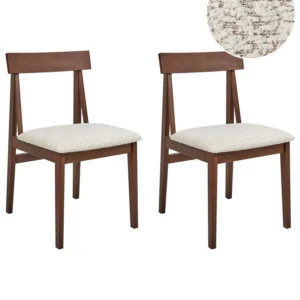 Set 2 Wooden Dining Chairs Dark and Beige ISLE