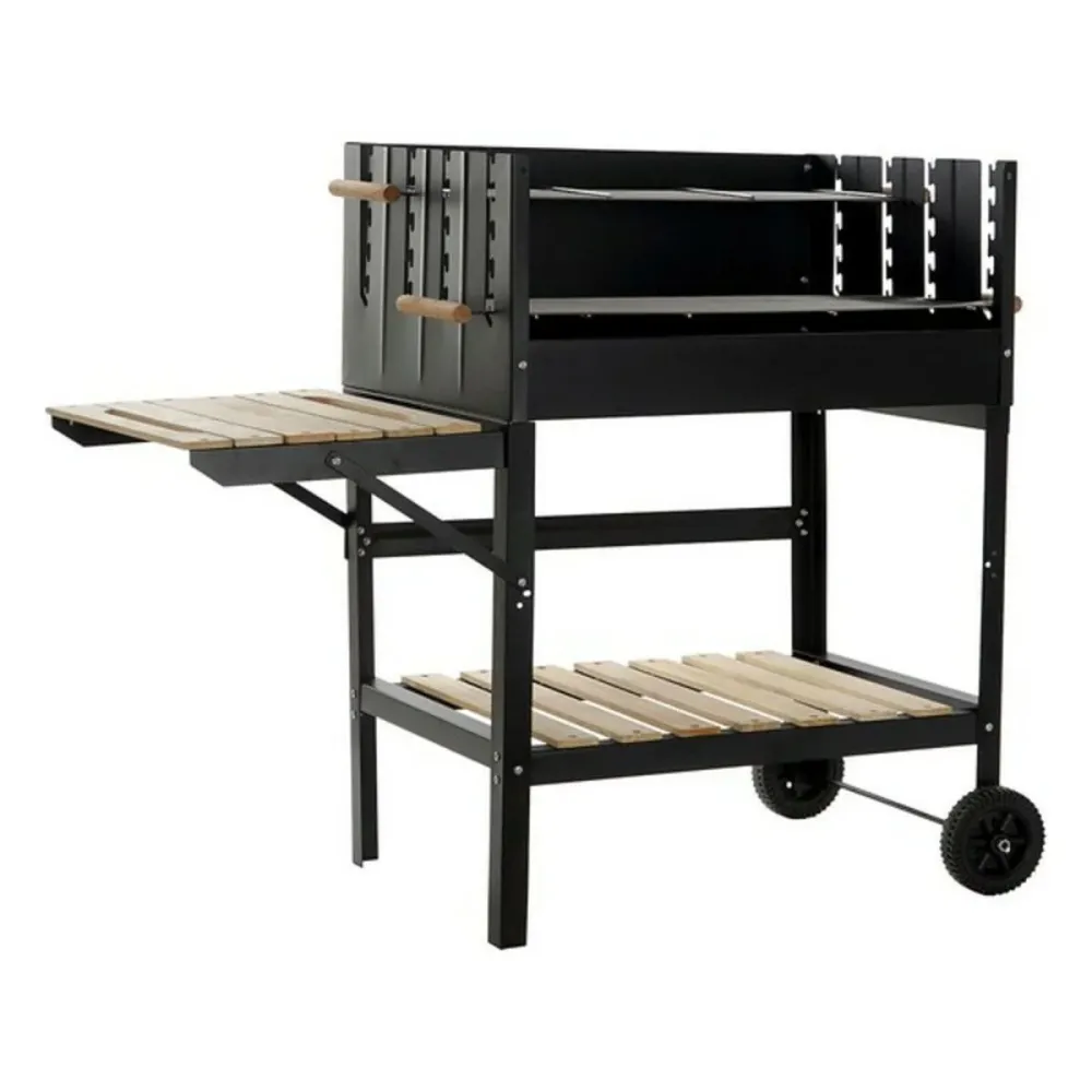 Churrasqueira Carvão com Rodas DKD Home Decor Preto Natural Metal ço 113 x 51 x 97 cm (113 x 51 x 97 cm)
