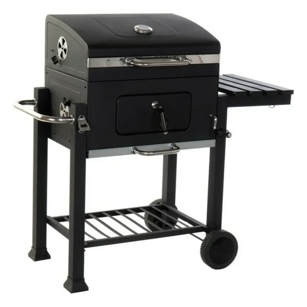 Churrasqueira Carvão com Tampa e Rodas DKD Home Decor Preto Metal ço 140 x 60 x 108 cm (140 x 60 x 108 cm)