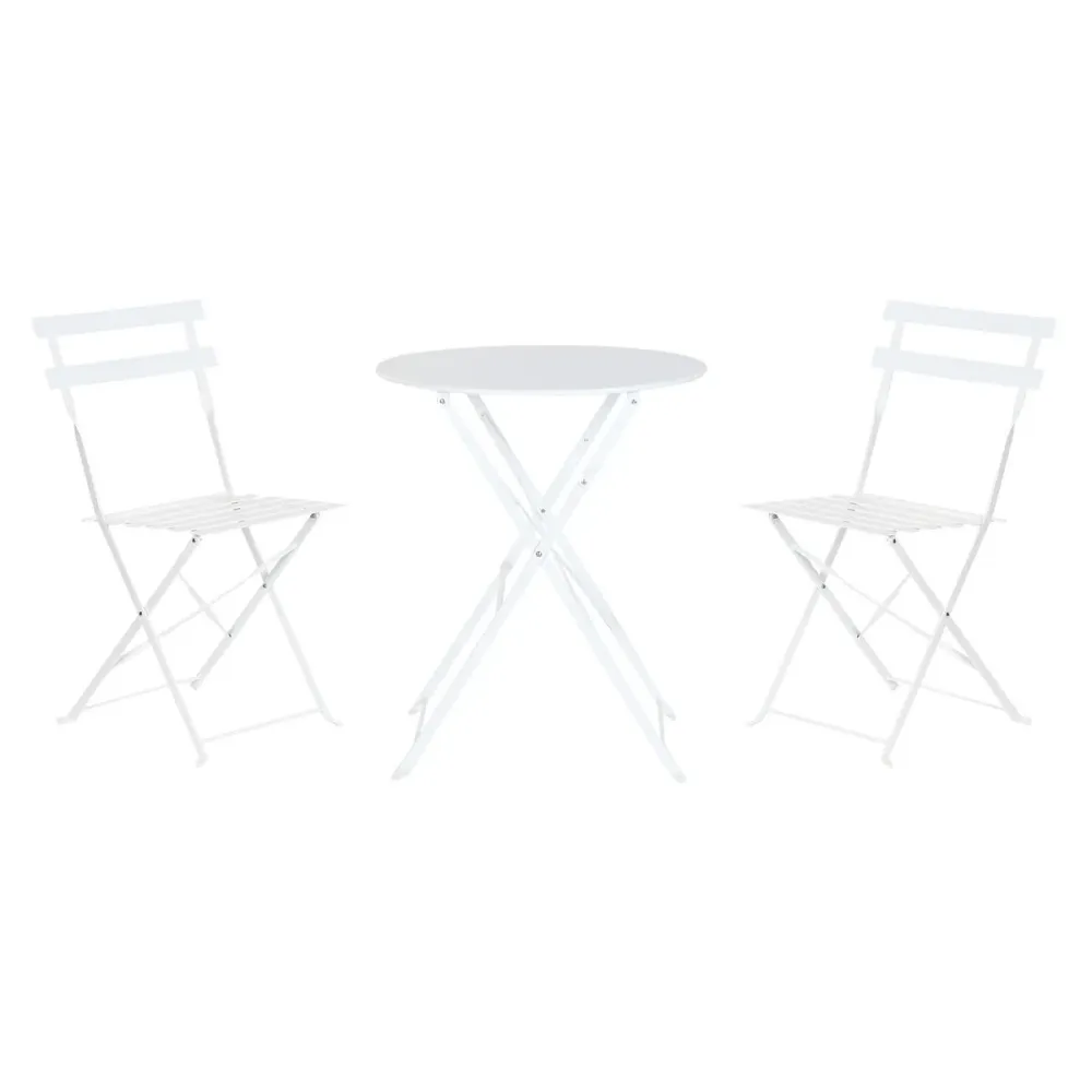 Conjunto de mesa com 2 cadeiras Home ESPRIT Branco 60 x 60 x 71 cm