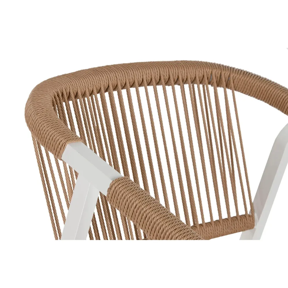 Conjunto de mesa com 6 cadeiras Home ESPRIT Branco Natural 180 x 90 x 75 cm