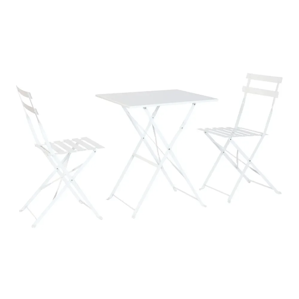 Conjunto de mesa com 2 cadeiras Home ESPRIT Branco 60 x 60 x 71 cm