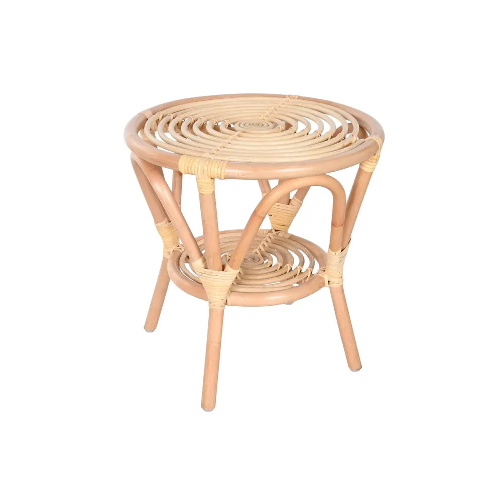 Conjunto de mesa com 2 cadeiras Home ESPRIT Branco Natural 50 x 50 x 50 cm