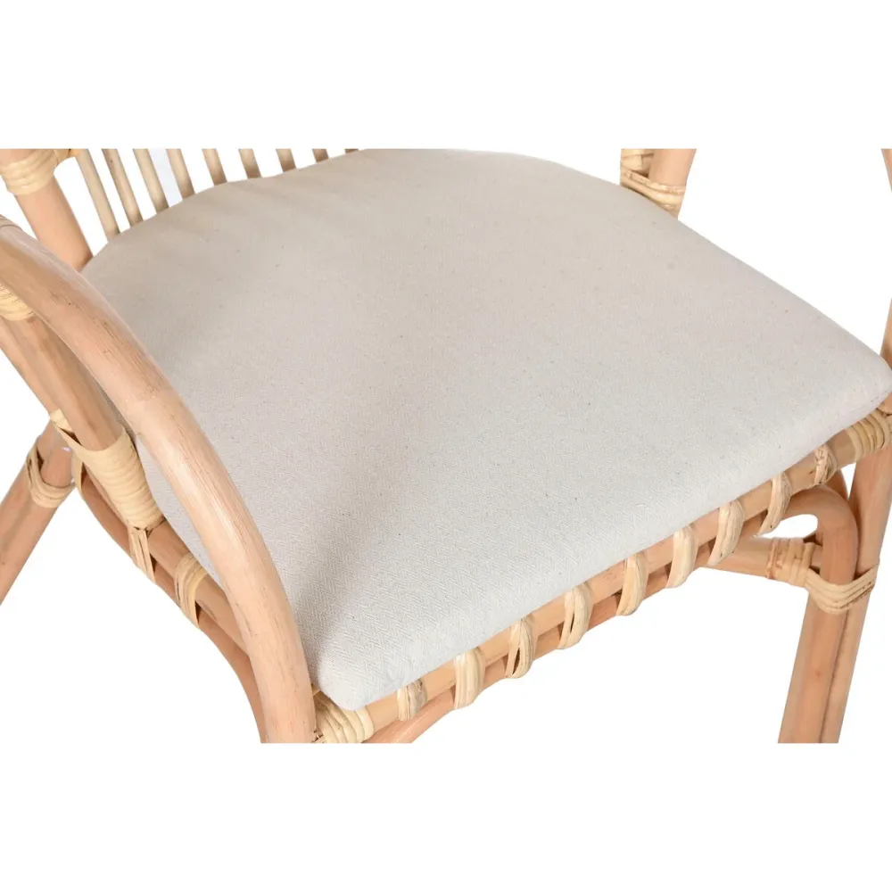 Conjunto de mesa com 2 cadeiras Home ESPRIT Branco Natural 50 x 50 x 50 cm
