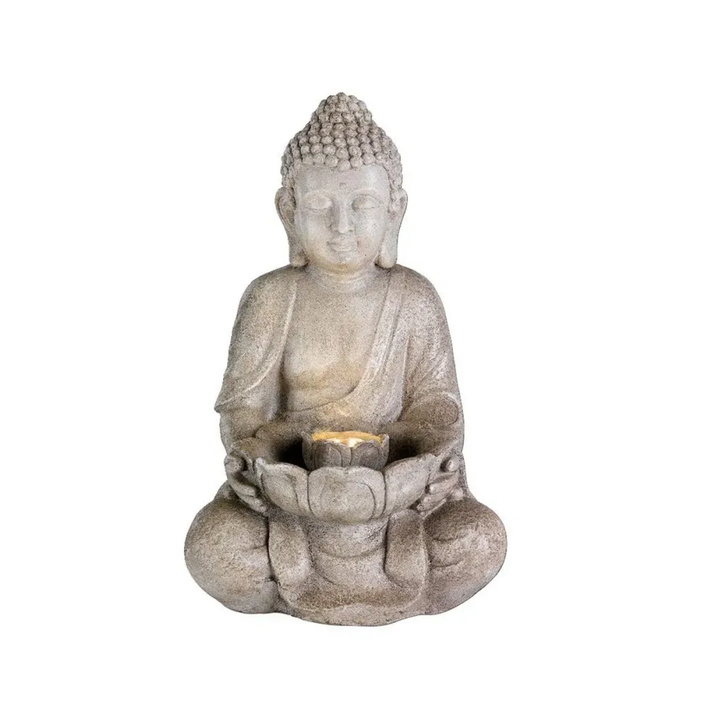Fonte de Jardim Lumineo Buda Cerâmica (28 x 29,5 x 45 cm)